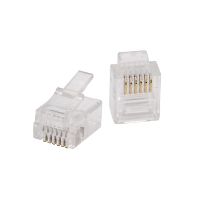 100x RJ11 Modulaire Stekker – 6P6C Telecommunicatie Connector – Vergulde Contacten – Telefoon Aansluiting - 100 Stuks [05229]