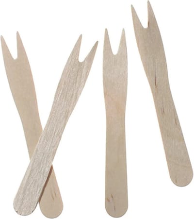 Papstar Snack vorkjes - patat vorkjes - friet vorkjes - 100x stuks - hout- 8.5 cm - Duurzaam - Milieuvriendelijke/milieubewuste keuze