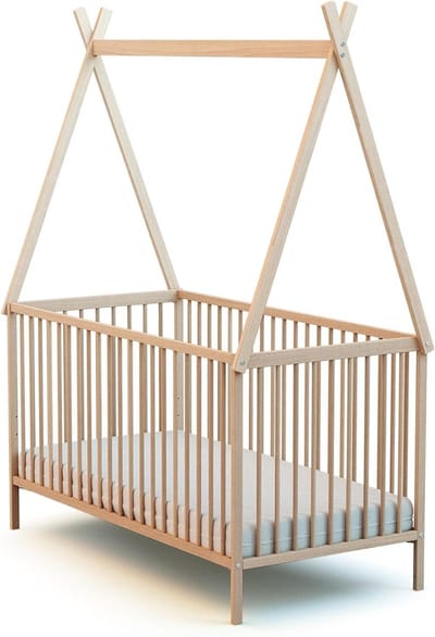 Houten Babybedje - Kinderledikant - Baby Slaapcomfort - Verstelbare Bodem - 70x140 cm - Beige