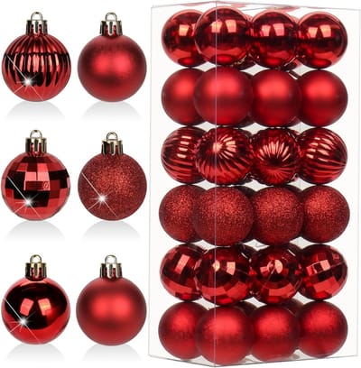 Set van 36 kerstballen van 4 cm - Plastic kerstboomdecoraties voor bruiloften, feesten en huisdecoratie