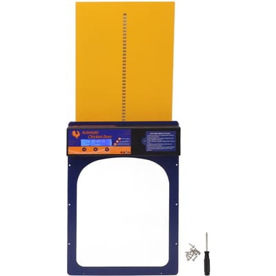 Porte automatique pour poulailler, étanche IP45, programmable, en aluminium, avec minuterie bleu royal