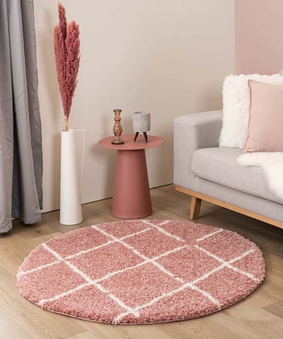 Rond berber vloerkleed - Artisan roze/wit 240