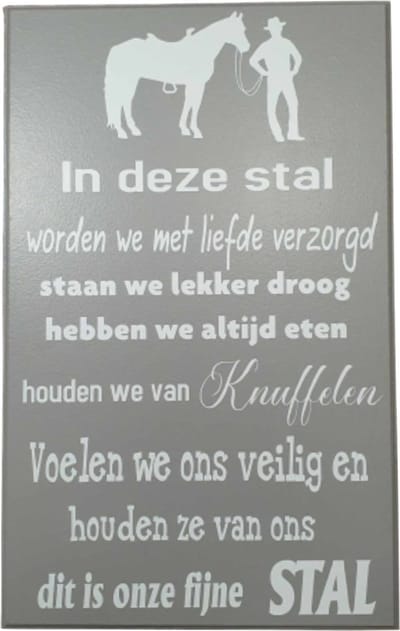 Spreuke - tekst bord in deze stal - paarden - wall art