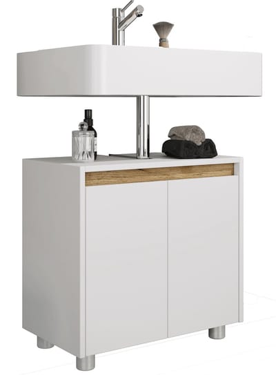 VCM Waschbeckenunterschrank, Holz Badschrank mit 2 Drehtüren, H. 55 x B. 57 x T. 33 cm, Badunterschrank Cosila