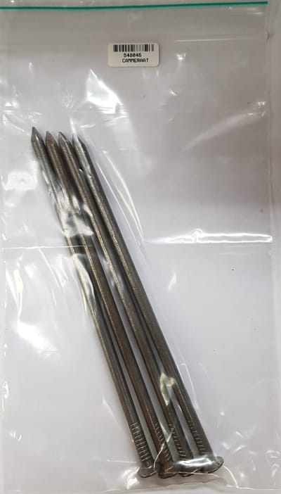 Spijkers blank – ruitkop – 7,0x200 mm – blank staal – 4 stuks – 250 gram