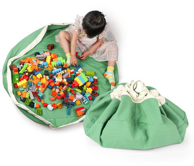 Opbergtas - Opbergbox- Opbergzak voor speelgoed met trekkoord - Opbergzak voor speelgoed voor kinderen -Snelle opbergtas- Katoenen canvas-Trekkoord - Gemakkelijk mee te nemen - Opbergruimte - Cadeau (groen - 56*15.5)