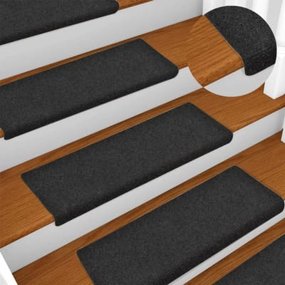 Linkforu - Zelfklevende Trapmatten - Trapbekleding - Antislip - Geluiddempend - Veilig - 15 Stuks – Grijs - Zwart - 65 X 21 CM