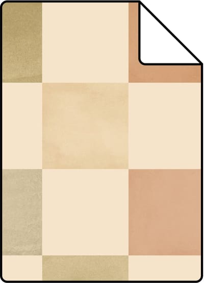 Proefstaal ESTAhome behang geblokt motief beige, bruin en groen - 26.5 x 21 cm - 131716-S