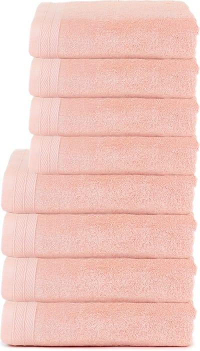The One Towelling Organische Handdoeken Set - 8 stuks - 4x Badlakens, 4x Handdoeken - Hotelkwaliteit - Handdoekenset - Badhanddoek - 550gr/m2 - Katoen - Zalmroze