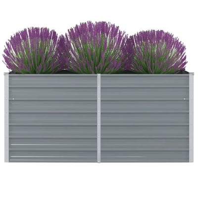 vidaXL - Plantenbak - verhoogd - 160x80x77 - cm - gegalvaniseerd - staal - grijs