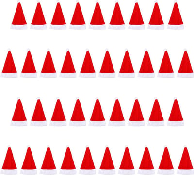 38 Stuks Kerst Santa Hoeden voor Bestek, Schattige Rode Hoeden voor Tafelsetting, Decoratie voor Feestjes en Ambachten