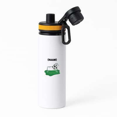 Hacebo® - Voetbal met eigen naam waterfles met draaidop oranje - Voetbal - Voetballer - Sport - water fles - 850ML