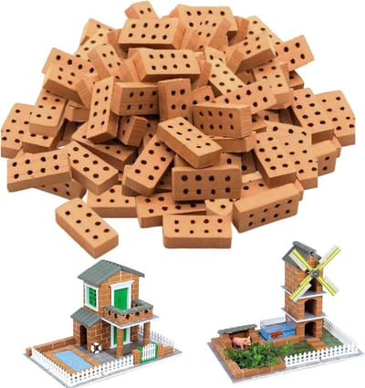 120 Miniatuur Bakstenen voor Kinderen - 2 x 1 x 0,5 cm, Ideaal voor Modelbouw, Doe-Het-Zelf Projecten, Poppenhuizen en Tuinornamenten