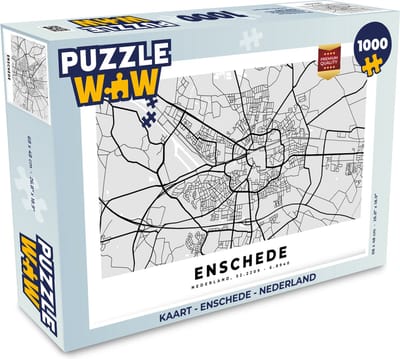Puzzel Kaart - Enschede - Nederland - Legpuzzel - Puzzel 1000 stukjes volwassenen