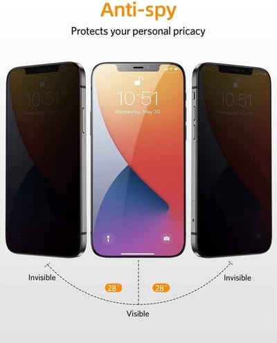 LuxeBass Privacy Screenprotector geschikt voor Apple iPhone 14 Max - Bescherming tegen meekijkers - glas scherm - bescherming