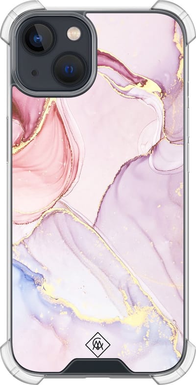Casimoda® hoesje - Geschikt voor iPhone 13 Mini - Marmer roze paars - Shockproof case - Extra sterk - TPU/polycarbonaat - Paars, Transparant