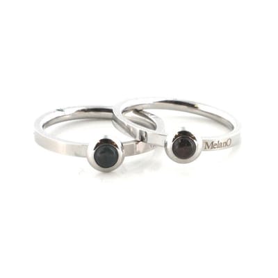 MelanO Stainless Steel Ring Set Scenery Jasper/Rhodolite