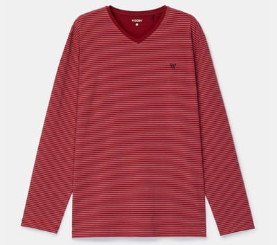 Woody pyjama heren - rood gestreept - 252-10-MVL-Z/936 - maat L