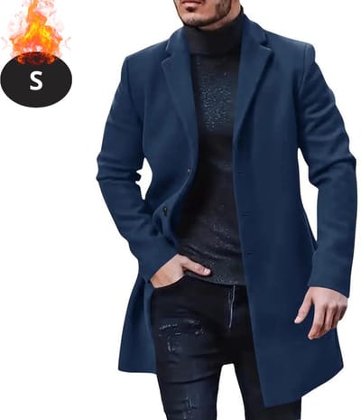 Livano Winterjas - Trenchcoat - Heren - Winter - Herfstjas - Volwassen - Stijlvol - Knopen - Marineblauw - S