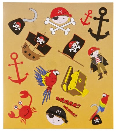 Piraten Stickers | Traktatie | Piratenstickers Stickervel 11,5 X 10 cm | Set van 12 Stickervellen Piraat