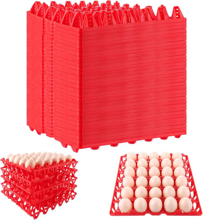 Famanu – 20 stuks eierhouders - eierhouders voor koelkast - eierhouder dienblad voor 30 eieren - groothandel eieren bewaren voor het bewaren - sorteren en verzenden van eieren (rood)