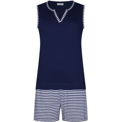 Pastunette - Shortama- Midnight Stripes - Mouwloos - Katoen - Blauw - Maat 48