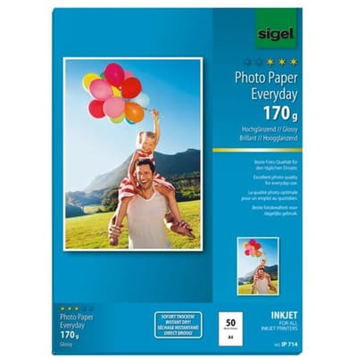 Sigel inkjet fotopapier - Everyday plus - A4 - hoogglanzend - 170 grams - 50 vel - SI-IP714