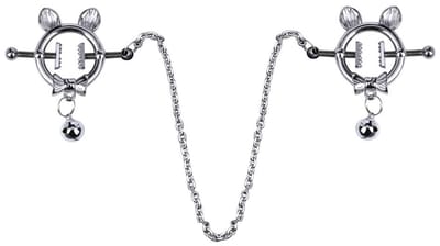 Kiotos - Kittenoortjes met Strik en Belletje - Tepelklemmen met ketting