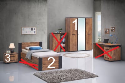 Belfurn - Ellen - jeugdkamer -3 delige set met 3 deurskast 108cm- kleur acacia bruin met zwart