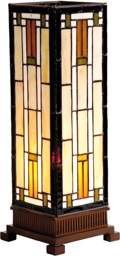 Lumilamp Tiffany Tafellamp 12x12x35 cm Beige Bruin Glas