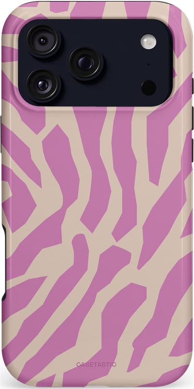 Casetastic hoesje geschikt voor Apple iPhone 17 Pro Max - MagSafe - Dubbellaagse bescherming - Zebra Roze Magenta Flow - Fashion Case - Lila Zand