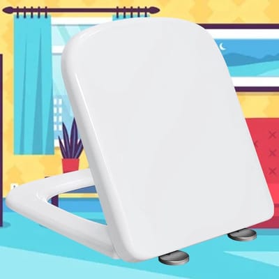 Toiletzitting Zacht sluitende toiletzitting Vierkant Toiletzitting Zacht sluitende Universele toiletzittingen Snel los te maken Vierkant toiletdeksel voor badkamer, verstelbare lan