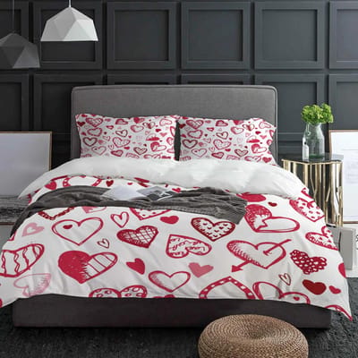 Hart Liefde Beddengoed Set 3 stuks Jongens Meisjes Dekbedovertrek Kussensloop Kinderen Volwassenen Dekbedovertrek Tweepersoons Bed Set Hometextiel 140x200cm 3pcs