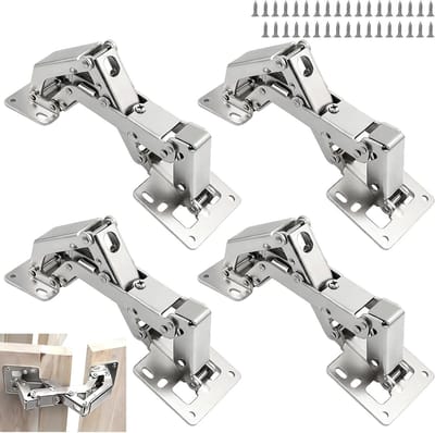 Set van 4 Soft Close Scharnieren met 170 Graden voor Keukenkastdeuren - Geen Voorboren Nodig, Ideaal voor Meubels, Kasten en Opbergdozen