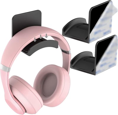 Hoofdtelefoonstandaard - Zelfklevende gaming hoofdtelefoonhaak zonder boren - Hangende hoofdtelefoonstandaard - Geschikt voor de meeste hoofdtelefoons en controllers - Zwart - Set van 2