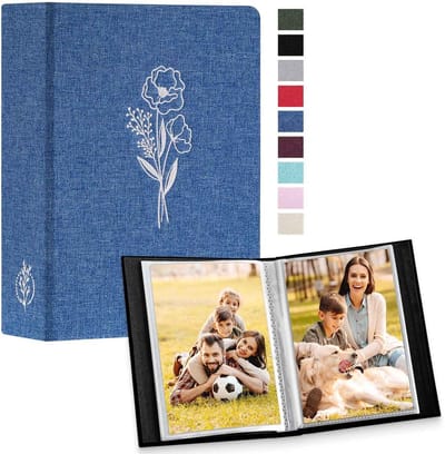 Dailygoods- Fotoalbum 10x15 cm - 2 Stuks - Linnen Omslag - Waterdicht - Zuurvrij - Luxe Zilveren Print - Fotoboek