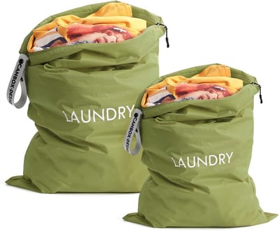 SnelShoppen - 2 Pack Waterdichte Vouwbare Waszakken, Grote Opbergtassen voor Vuile Kleding, Ideaal voor Thuis en Reizen, Scheurbestendig Materiaal, 60
