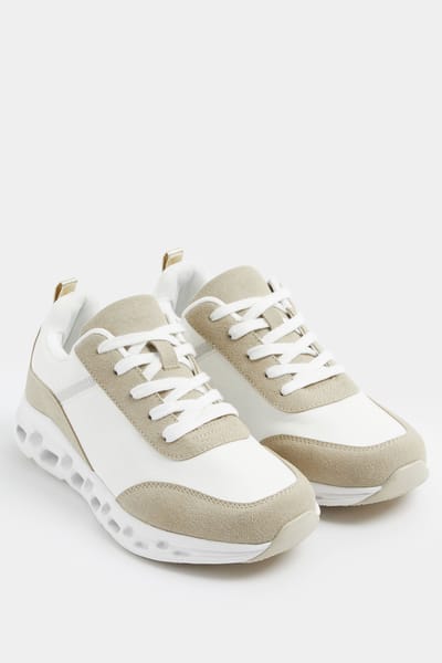 Yours Witte Contrast Chunky Runnersneakers In Extra Brede Eeepasvormsize 37EEE