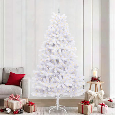 vidaXL - Kunstmatige - Hinged - Kerstboom - Wit - 240 - cm - PVC - en - Staal