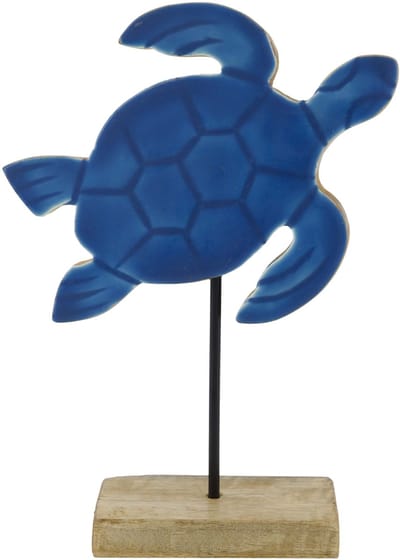 Turtle mango wood on stand 16x6x22cm decoratie beeld