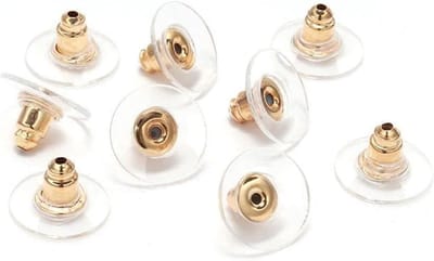 100 stuks oorbelsluitingen, oorbelsluitingen frisbee-vorm, kogelmetalen siliconen oorbelstopper, oordopjes voor oorstekers (goud)