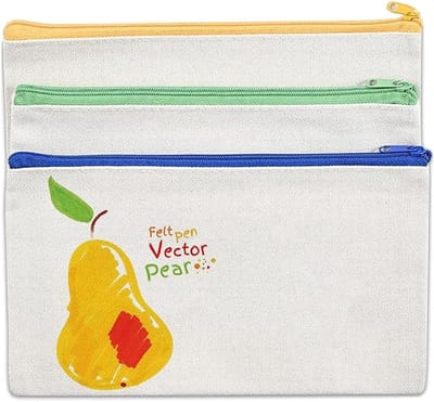 Canvas Opberger 12x21cm - DIY Lege Zak met Rits - Creatieve Kado - Perfect voor Make-up en Kantoorbenodigdheden - ShopVlot
