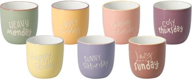 Excellent Houseware mokken set Days - 7x - kleurenmix - 220 ml - kopjes - weekdagen - kantoormok - tas