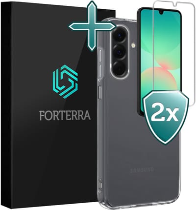 Hoesje Met 2x Screenprotector - Geschikt voor Samsung Galaxy A26 - Sterk & Shockproof - Telefoon Hoes - Back Cover - Siliconen Case - Transparant