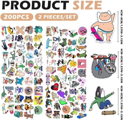 Dailygoods- Stickers Skateboard-Thema 200 Stuks - Creatieve Graffiti - Decoratieve Stickers - Cartoonstickers - Zelfklevend PVC - Waterdicht - Decoratiestickers
