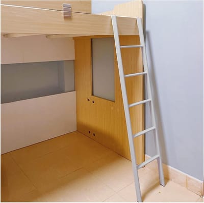 Bed Ladder - Stapelbed Ladder - Veilig Toegang - Met Haken - 155 cm - Zilvergrijs
