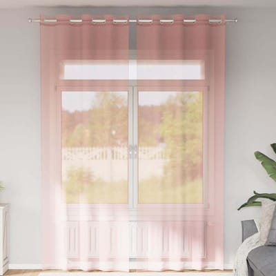 vidaXL - Gordijnen - Voile - met - doorvoertules - 2 - st - 140x260 - cm - roze