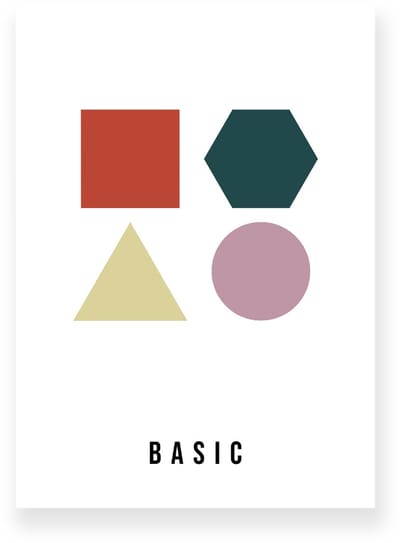 Poster 20x30 cm - Geometrische Basisvormen - Wit - Vintage Kleuren - Modern - Minimalistisch - Muurdecoratie - Wanddecoratie
