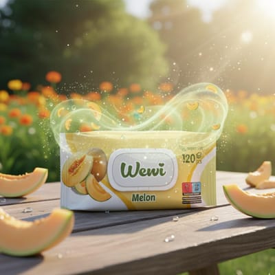 Lingettes Wewi Melon Fraîcheur Énergique et Douceur 120 Pièces