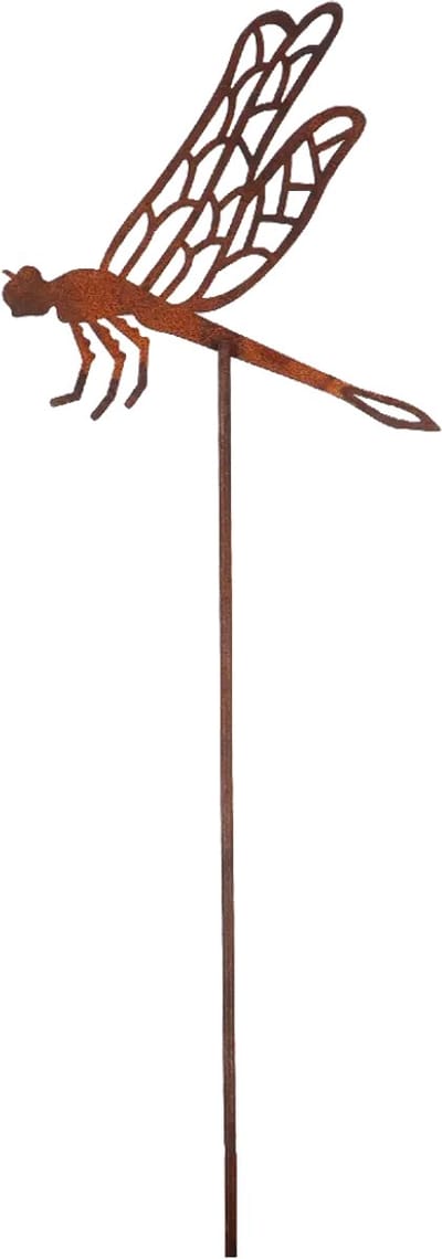 Tuinsteker,corten staal Libelle,rustiek,38 cm lang